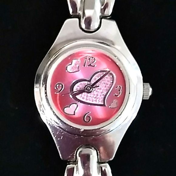 Silver/pink Heart Watch/ Heart Bracelet Bundle - Picture 2 of 8